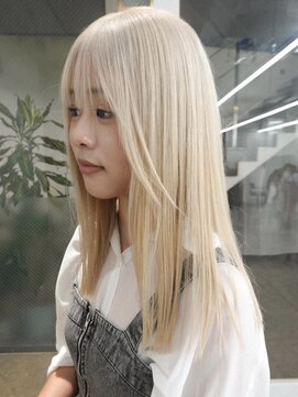 レコ 渋谷(LECO) ケアブリーチハイトーンホワイトベージュロングヘア