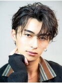 ハイライトメンズ波巻きスパイラルパーマサーフスタイルウルフ