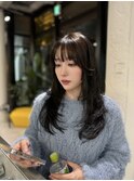 グレージュ　レイヤーカット　顔周りカット　韓国ヘア　掛札