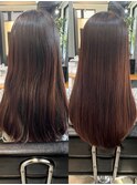 美髪ココアベージュ暗めカラーダークアッシュフェミニンロング