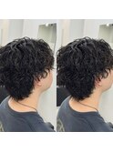 センターパートウルフスパイラルパーマ