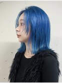 【TALO】切りっぱなしボブ×顔まわりレイヤー×ハイトーンブルー