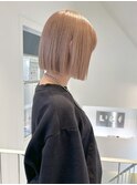 ミルクティーベージュ/ハイトーンボブ/デザインカラー