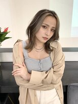 小森谷,黒髪,グレーベージュ,レイヤーロング,前髪パーマe18