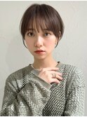 前髪あり耳掛け丸みくびれショートボブ20代30代40代50代（蘭）
