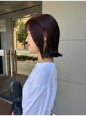 ワインレッド ブリーチなしカラー 髪質改善 暖色 担当熊倉