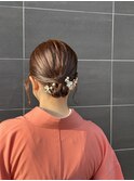 和装ボブヘアアレンジ タイトシニヨンお団子ヘア卒業式