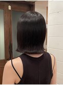 切りっぱなしボブ顔周りカット縮毛矯正美髪タッセルボブ髪質改善