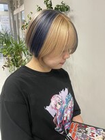 ヘアサロンラルガ 下曽根店(Hair salon Raruga)&nbsp;ベージュ×ブルーのブロックカラー