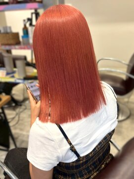 キャパ セントラル 天神 大名店(CAPA central) ブリーチ オレンジカラー 髪質改善 ボブ ダブルカラー 20代