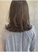 [kichi.] くすみベージュ×長めレイヤーボブ