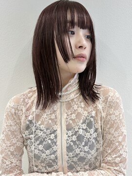 ラミエバイメルト 下北沢(lamie by melt) ブリーチなしダブルカラーピンクボルドー暖色ボブレイヤー顔周り