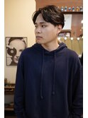 メンズセンターパートニュアンスパーマカルマヘア刈り上げ岡山