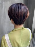 - 柔らかい雰囲気のショート × オレンジブラウン -　BACK