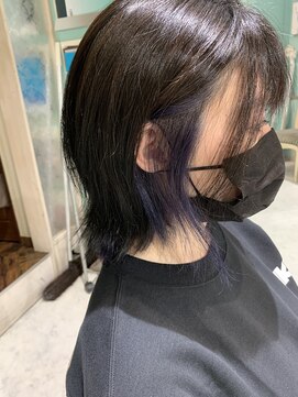 ミエルヘアーエスト 新宿店(mielhair est) イヤリングカラー×ブルーラベンダー