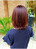 オレンジ系ボブ