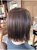 アッシュベージュ☆切りっぱなしボブ　アッシュブラウン