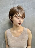大人可愛い20代30代40代丸みショートボブ/前髪カット/韓国
