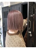 ラベンダーミルクティー切りっぱなしボブケアブリーチハイトーン