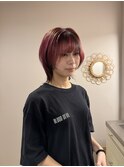 ケアブリーチデザインカラーショートウルフレイヤーカット韓国