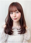 【30代40代】顔周りレイヤー/ワインレッド/バーガンディ