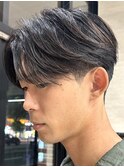 メンズセンターパートウルフセンターパートニュアンスパーマ襟足