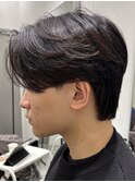 メンズセンターパートウルフセンターパートニュアンスパーマ襟足