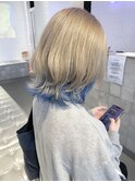 ダブルカラーブルーベージュカラーケアブリーチハイトーンカラー