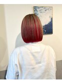 20代30代40代アンブレラカラーベージュ×レッドカラーボブ