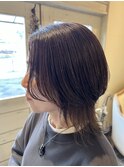 ウルフレイヤー×グロスベージュイメチェン外ハネボブ美髪