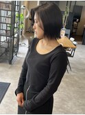 20代30代大人可愛いブラウンカラー小顔切りっぱなしボブ