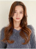 顔まわりレイヤー×くびれロング×ショコラブラウン