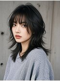 ハイライトくびれボブセミロングクラゲヘアショートウルフ