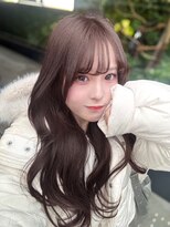 アム 表参道(am) 小顔薄めバンググレージュレイヤーロング前髪パーマ黒髪