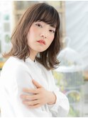 くせ毛風外ハネカール小顔斜めバングロブヘアa川口20代30代40代