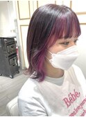 伸ばしかけのミディボブ×顔まわりインナーカラー