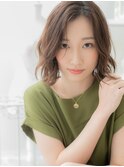 アシンメトリーかきあげ前髪くせ毛風小顔ボブh3上尾20代30代40代