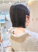 ボブ/レイヤーカット/髪質改善/ウェットヘア/オリーブベージュ