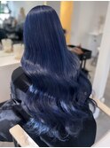 ダメージレスブリーチで艶ブルーカラー