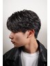 【今旬すぎるフェザーパーマ】　ブラックピンパーマ＋メンズカット