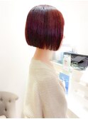 ボブ/白髪ぼかし/チェリーブラウン/美髪/ミニボブ