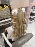 編みたらしハートハーフツイン