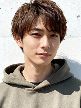 メンズマンバンマレットヘアマッシュメンズ波巻きパーマ