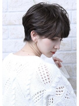 ヘアーアートシフォン 川口東口店(hair art chiffon) ダークアッシュorピンクベージュのボブルフクールショート