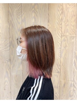 ヘアートゥリース 武蔵小杉店(hair trees) 「デザインカラー」ピンク系のインナーカラー