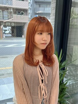 シアエミュー 新越谷店(SHEER emu) オレンジカラーと顔回りレイヤー