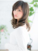 千早/髪質改善/斜めバング×ミルクティーアッシュ韓国風巻きc