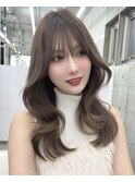 シースルーバング 韓国くびれヘア 巻き髪 レイヤーカット