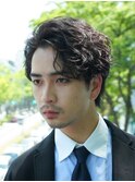 原宿シャドウパーマメンズカットセンターパートメンズパーマ20代