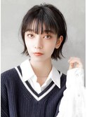 【GEEKS渋谷】くびれボブ/黒髪/前髪あり/就活ヘア/耳かけボブ/艶